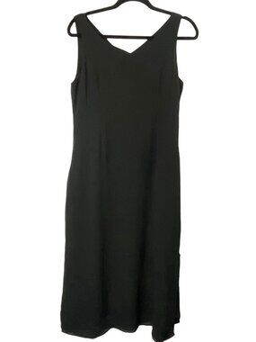 Rails ANINA Women Sleeveless V Neck Silk Midi Dress Sz M Black Career 77-19